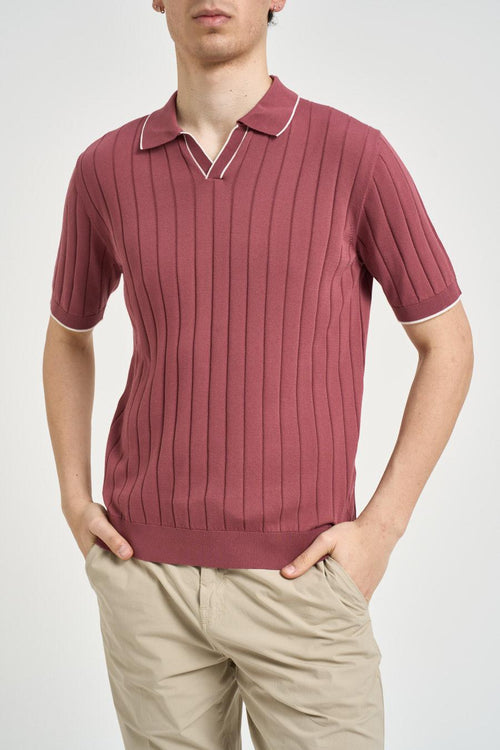 Polo uomo a coste rosso mattone