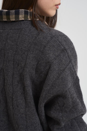 Cardigan donna in maglia grigio antracite - 5