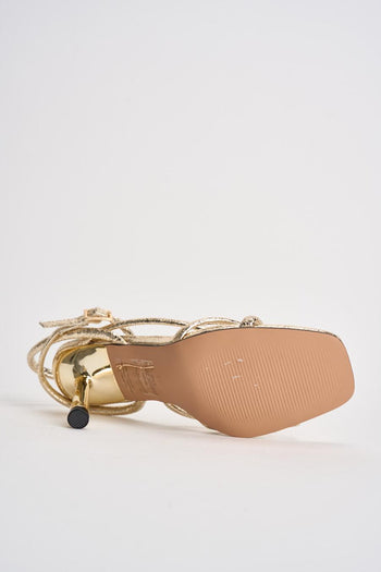 Sandalo donna con tacco dorato - 7