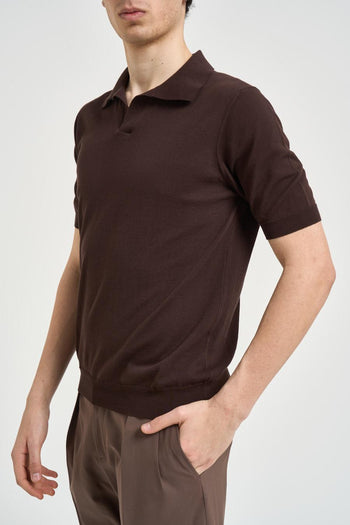 Polo uomo in maglia marrone - 3