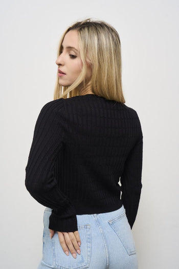 Women's black cut out sweater - 4