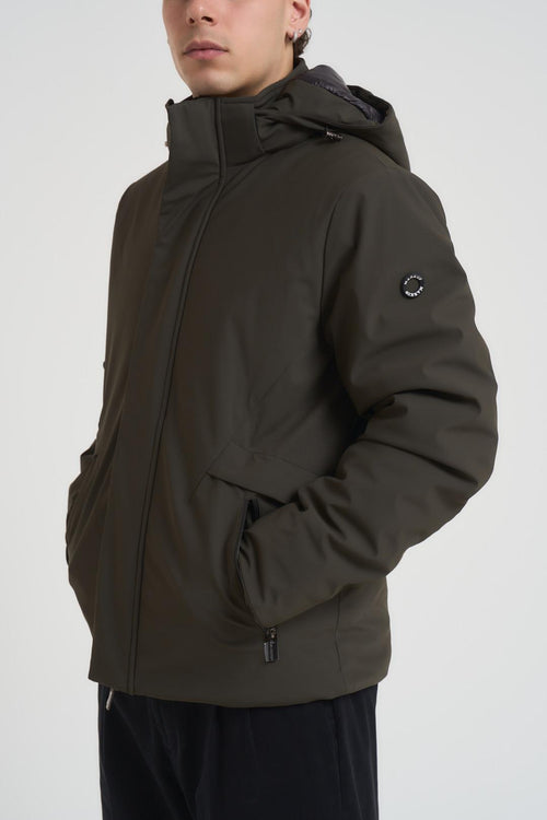 Giubbotto uomo con cappuccio verde militare - 2