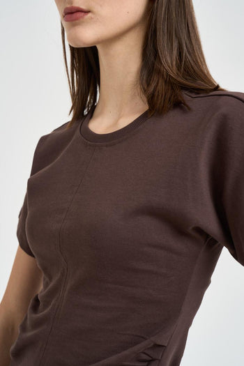 T-shirt donna girocollo marrone - 3