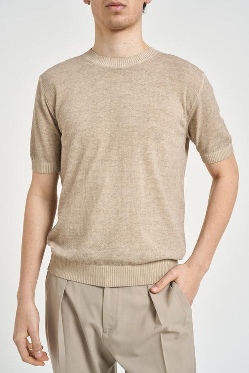 T-shirt uomo in maglia beige