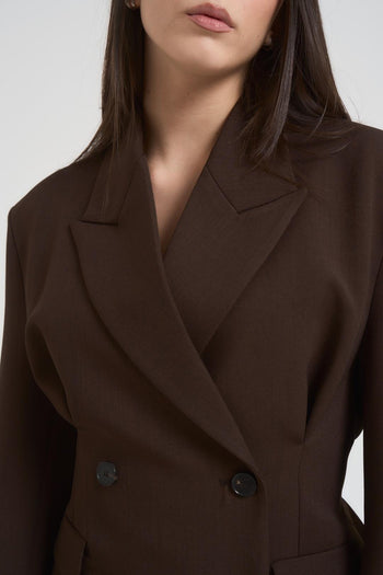 Giacca donna doppiopetto marrone - 3