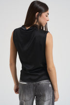 Top donna smanicato satinato nero FB025TMT 97QNERO VITTO 