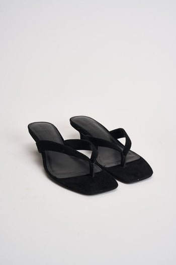 Sandali donna infradito in suede nero - 3