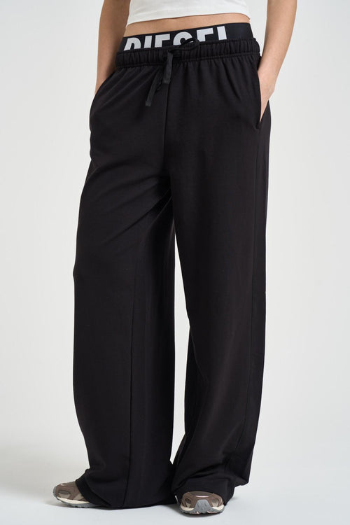 Pantaloni tuta donna neri a gamba ampia