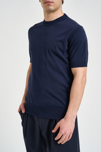 T-shirt uomo in maglia blu - 4