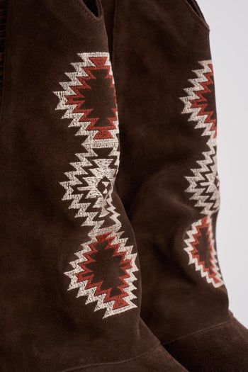 Stivali donna texani in suede marroni - 3