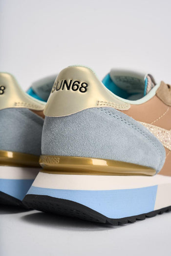 Sneakers donna suede cammello e beige - 8