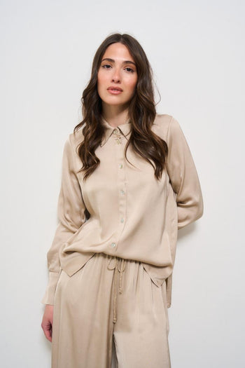 Camicia donna satinata beige - 3
