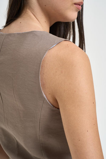 Gilet donna con bottoni tortora - 4