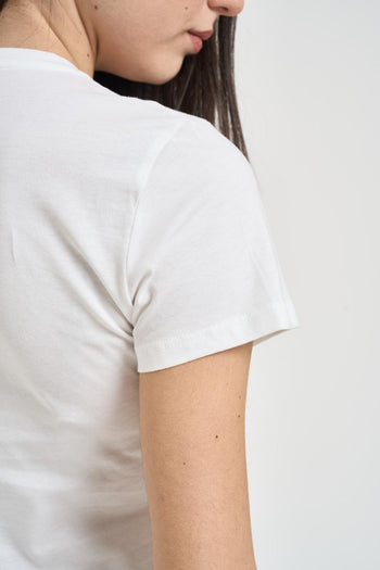 T-shirt donna girocollo con strass bianca - 4