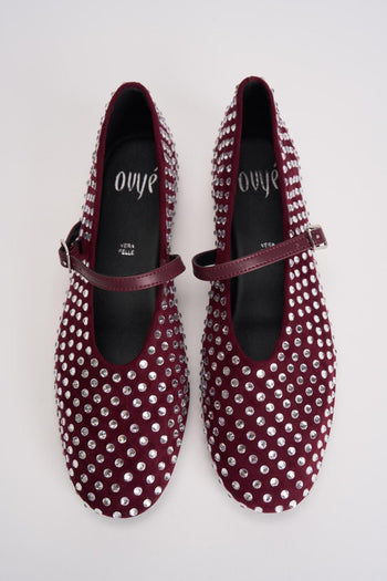 Ballerine donna bordeaux con borchie argento - 8