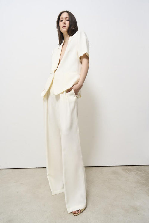Women's jacket with short sleeves ivory - 2
