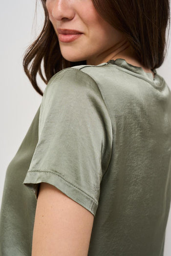 T-shirt donna satinata verde - 4