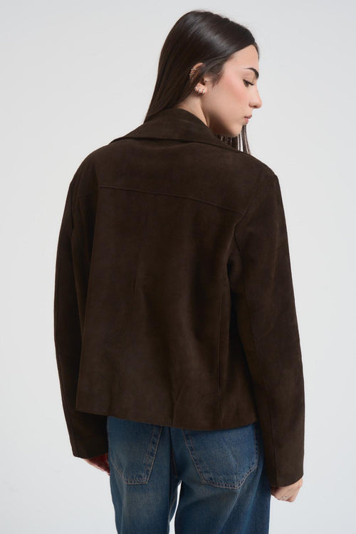 Giacca donna scamosciata moro - 2