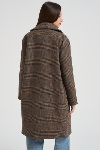 Cappotto donna a quadri marrone - 4