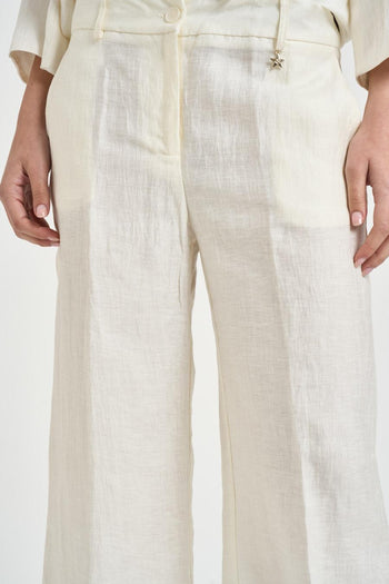 Pantalone donna a gamba dritta latte - 5