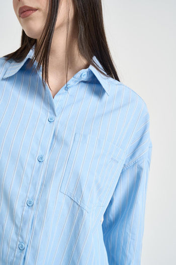 Camicia donna a righe celeste - 3