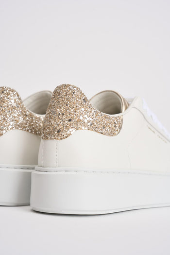 Sneakers donna in pelle con strass oro - 7