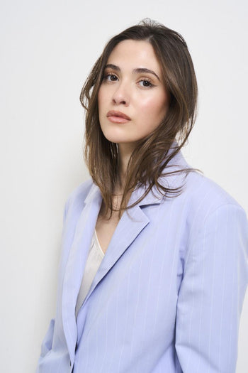 Women's light blue single-breasted jacket - 4