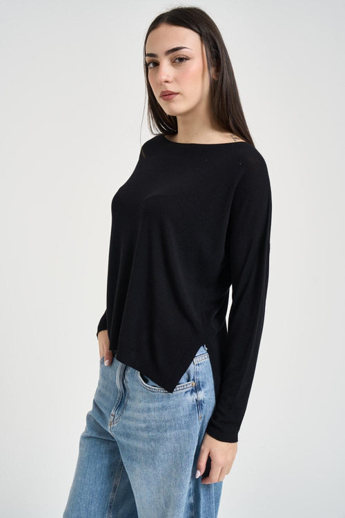 Maglia donna scollo a barca nera - 2