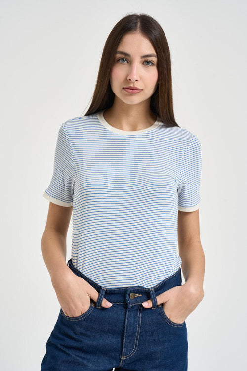 T-shirt donna a righe blu