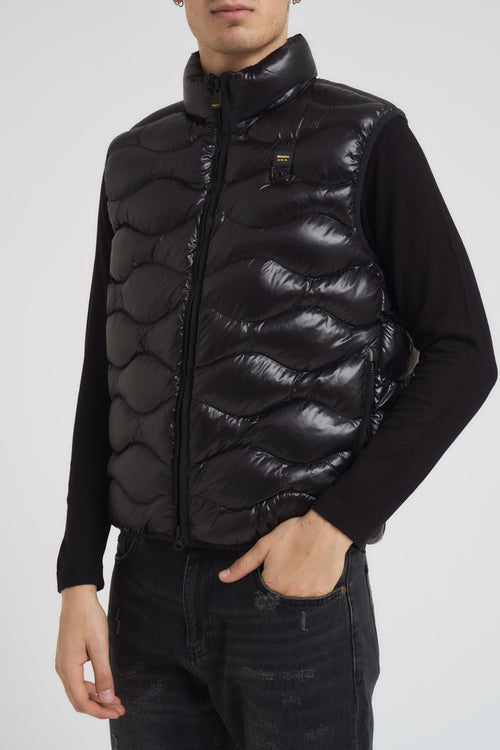 Gilet uomo trapuntato a onde blu