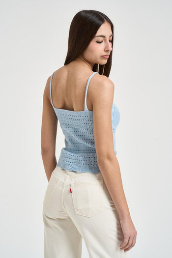 Top donna in maglia celeste - 4