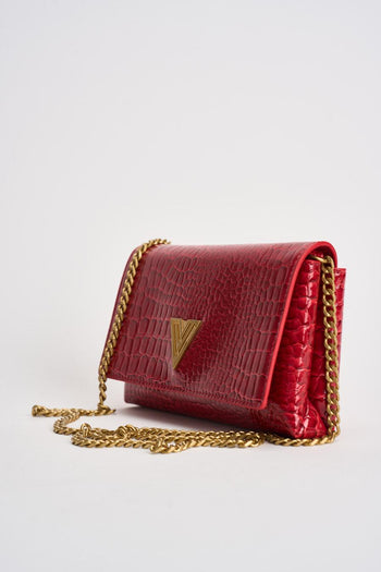 Borsa donna a tracolla in vernice rossa - 4