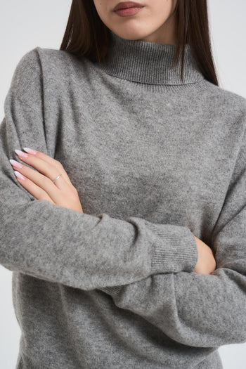 Maglia donna collo alto grigio - 3