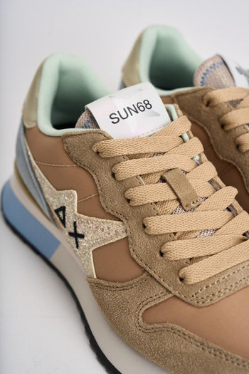 Sneakers donna suede cammello e beige - 5