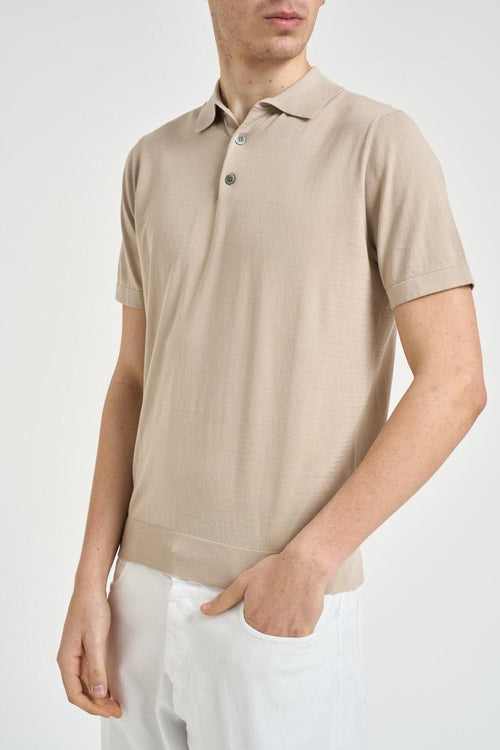 Polo uomo in maglia beige - 2