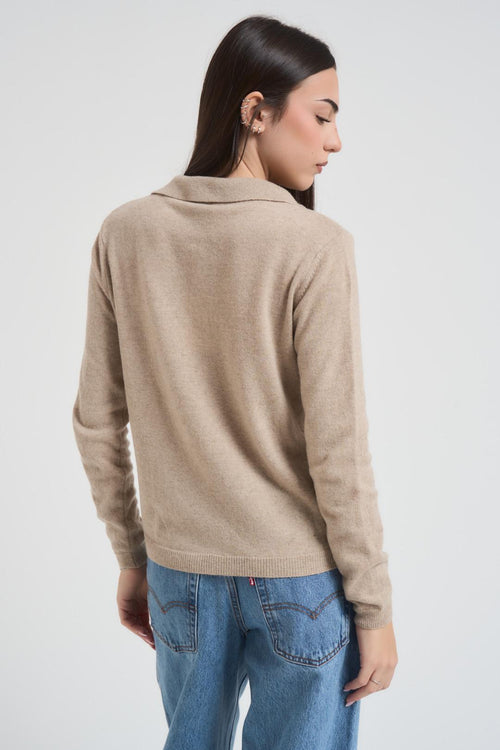 Polo donna a manica lunga beige - 2