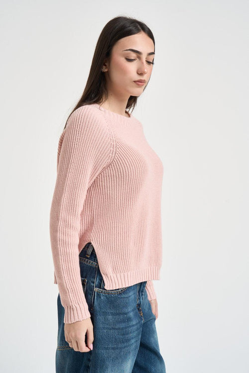 Maglia donna con spacchi rosa cipria - 2