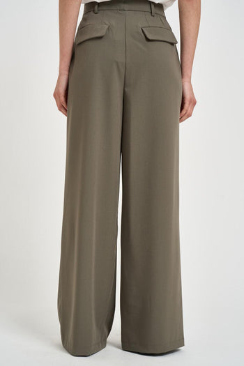Pantalone donna gamba ampia verde salvia - 3