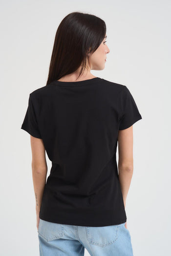 T-shirt girocollo donna nera - 4