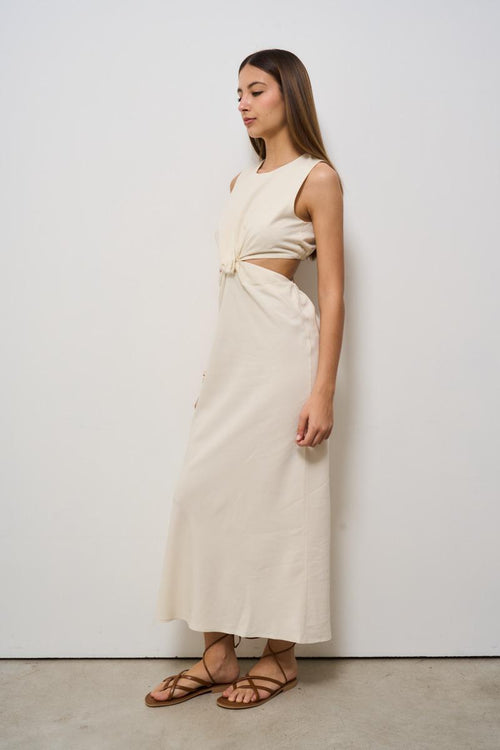 Abito donna con nodo panna - 2