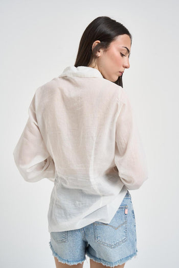 Camicia donna in cotone con fiocco latte - 4