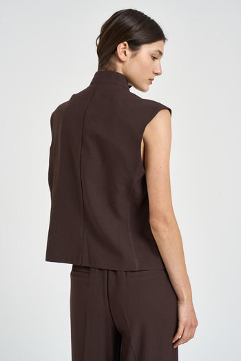 Gilet donna con bottone asimmetrico moro - 6