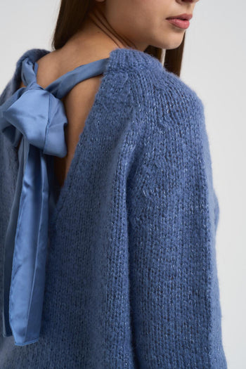 Maglia donna girocollo blu - 4