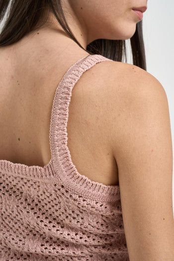 Top donna in maglia traforata rosa - 4