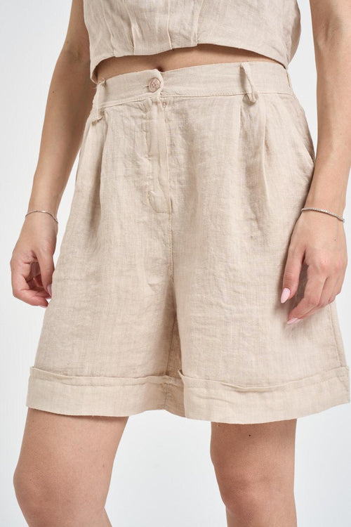 Bermuda donna in lino ecru