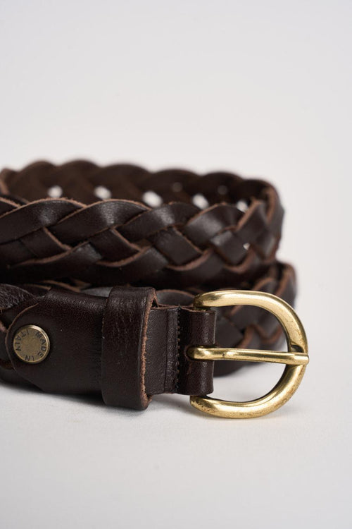 Cintura donna in pelle intrecciata marrone - 2