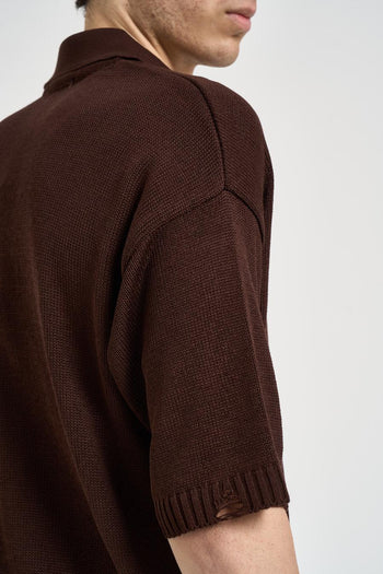 Polo uomo in maglia marrone - 6