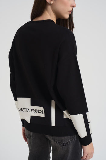 Maglia donna girocollo nera e bianca - 5