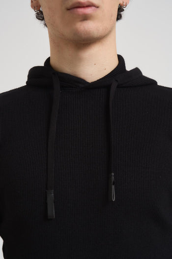 Felpa uomo in maglia con cappuccio nera - 5