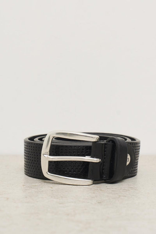 Black perforated men's belt
